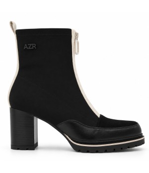 Botin Negro Tacon Alto Contraste Cremallera Montevita 105413