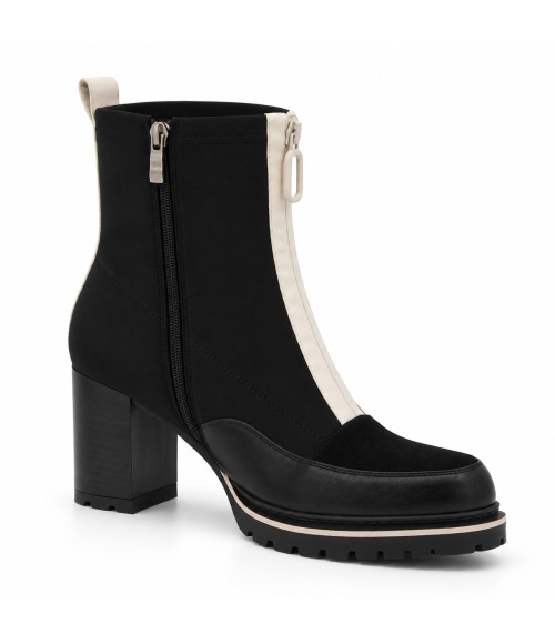 Botin Negro Tacon Alto Contraste Cremallera Montevita 105413