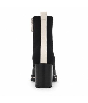 Botin Negro Tacon Alto Contraste Cremallera Montevita 105413