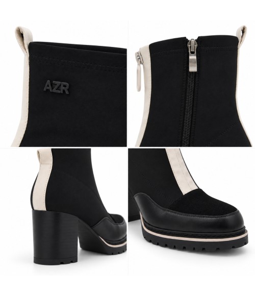 Botin Negro Tacon Alto Contraste Cremallera Montevita 105413