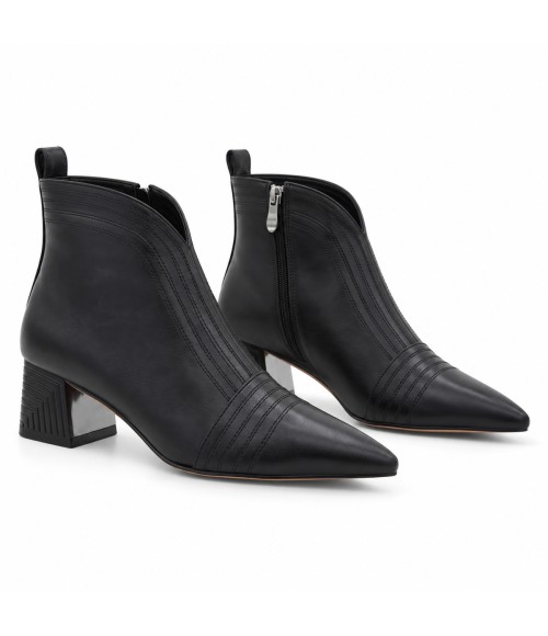 Botin Negro Tacon Ancho Cremallera Interior Montevita 105414