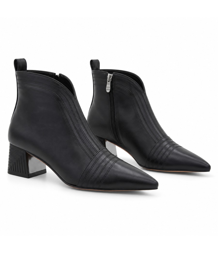 Botin Negro Tacon Ancho Cremallera Interior Montevita 105414