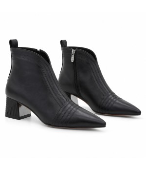 Botin Negro Tacon Ancho Cremallera Interior Montevita 105414