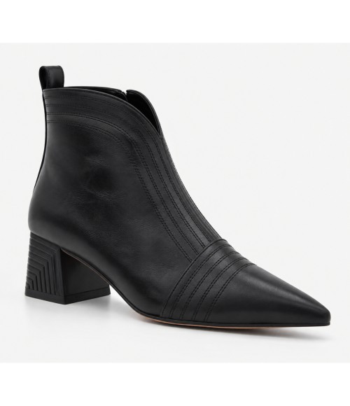 Botin Negro Tacon Ancho Cremallera Interior Montevita 105414
