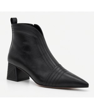Botin Negro Tacon Ancho Cremallera Interior Montevita 105414