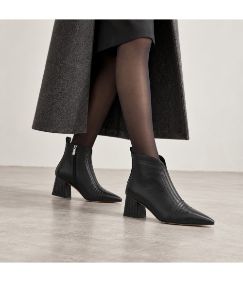 Botin Negro Tacon Ancho Cremallera Interior Montevita 105414