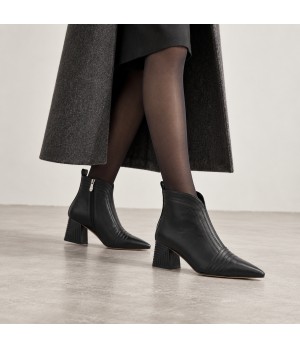 Botin Negro Tacon Ancho Cremallera Interior Montevita 105414