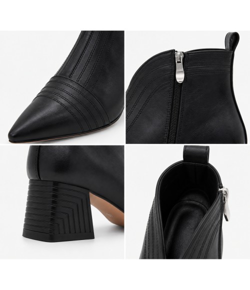 Botin Negro Tacon Ancho Cremallera Interior Montevita 105414
