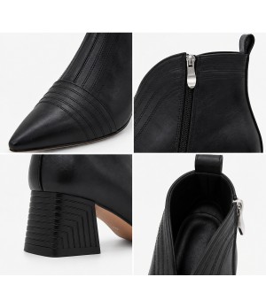 Botin Negro Tacon Ancho Cremallera Interior Montevita 105414
