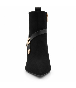 Botin Negro Tacon con Hebilla Dorada Montevita 105415
