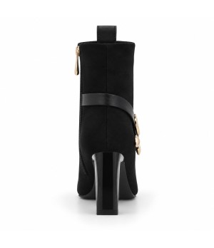 Botin Negro Tacon con Hebilla Dorada Montevita 105415