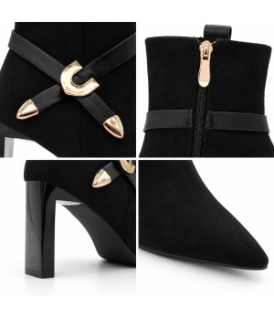 Botin Negro Tacon con Hebilla Dorada Montevita 105415
