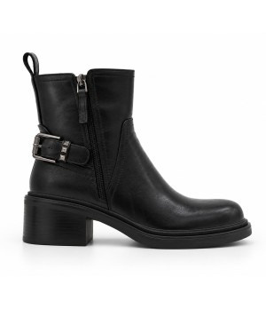 Botin Negro Tacon Medio Hebilla Lateral Montevita 105417
