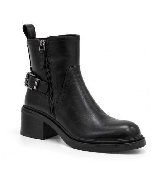 Botin Negro Tacon Medio Hebilla Lateral Montevita 105417