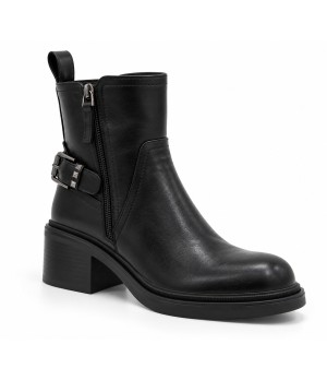 Botin Negro Tacon Medio Hebilla Lateral Montevita 105417