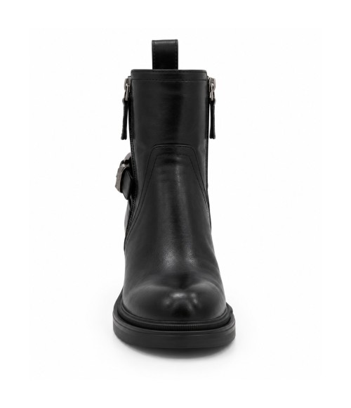 Botin Negro Tacon Medio Hebilla Lateral Montevita 105417