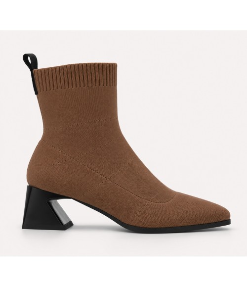 Botin Taupe Calcetin Tacon Geometrico Montevita 105421