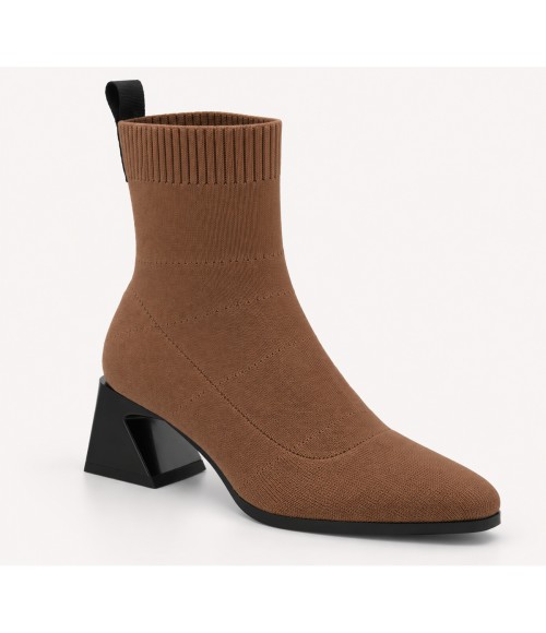 Botin Taupe Calcetin Tacon Geometrico Montevita 105421