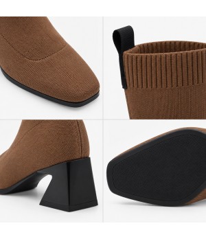 Botin Taupe Calcetin Tacon Geometrico Montevita 105421