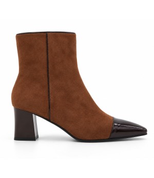 Botin Taupe Marron Tacon Ancho Cremallera Montevita 105422