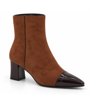 Botin Taupe Marron Tacon Ancho Cremallera Montevita 105422
