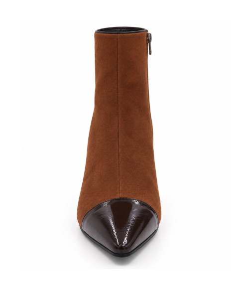 Botin Taupe Marron Tacon Ancho Cremallera Montevita 105422