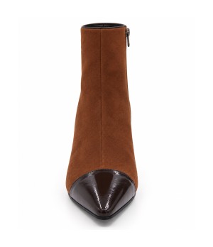 Botin Taupe Marron Tacon Ancho Cremallera Montevita 105422