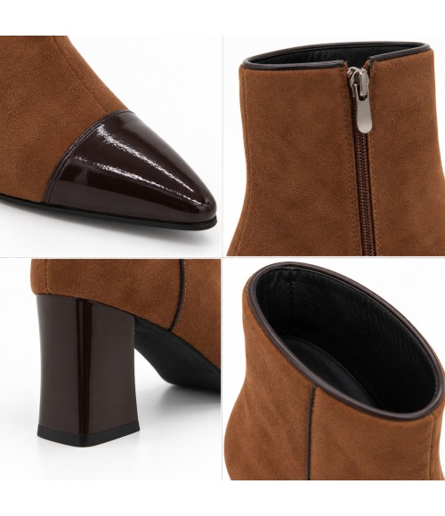 Botin Taupe Marron Tacon Ancho Cremallera Montevita 105422