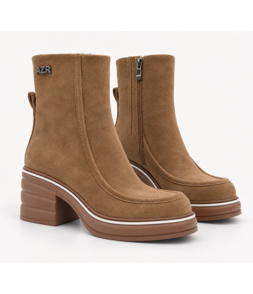 Botin Taupe Plataforma Tacon Ancho Moderno Montevita 105423