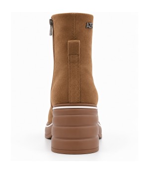 Botin Taupe Plataforma Tacon Ancho Moderno Montevita 105423