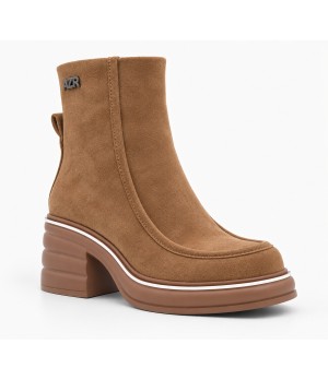 Botin Taupe Plataforma Tacon Ancho Moderno Montevita 105423