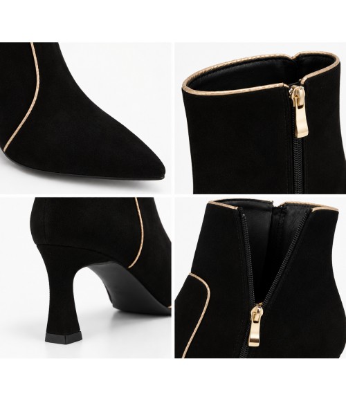 Botin Negro Tacon Fino con Vivo Contraste Montevita 105416