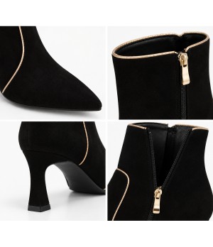 Botin Negro Tacon Fino con Vivo Contraste Montevita 105416