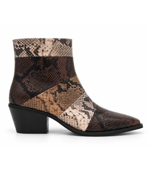 Botin Tacon Medio Marron Efecto Serpiente Montevita 105419