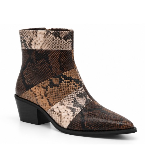 Botin Tacon Medio Marron Efecto Serpiente Montevita 105419