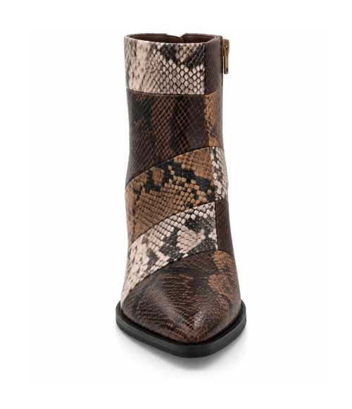 Botin Tacon Medio Marron Efecto Serpiente Montevita 105419