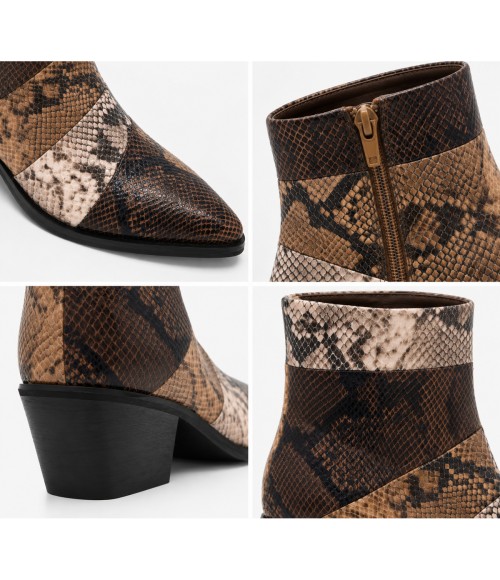 Botin Tacon Medio Marron Efecto Serpiente Montevita 105419