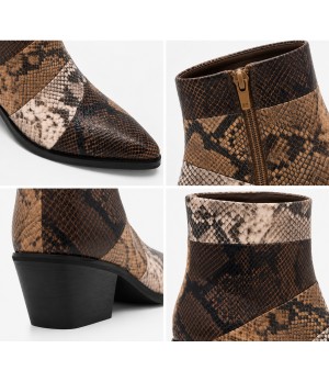Botin Tacon Medio Marron Efecto Serpiente Montevita 105419