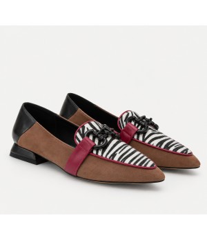 Mocasin Beige y Animal Print con Cadena Montevita 105425