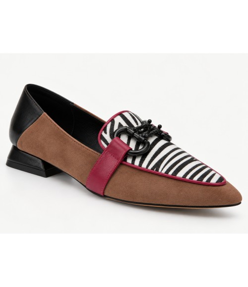 Mocasin Beige y Animal Print con Cadena Montevita 105425