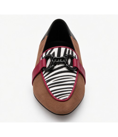 Mocasin Beige y Animal Print con Cadena Montevita 105425
