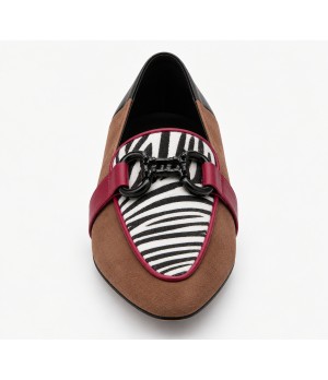 Mocasin Beige y Animal Print con Cadena Montevita 105425