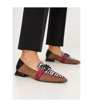 Mocasin Beige y Animal Print con Cadena Montevita 105425