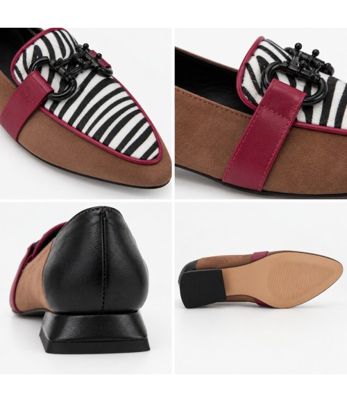 Mocasin Beige y Animal Print con Cadena Montevita 105425