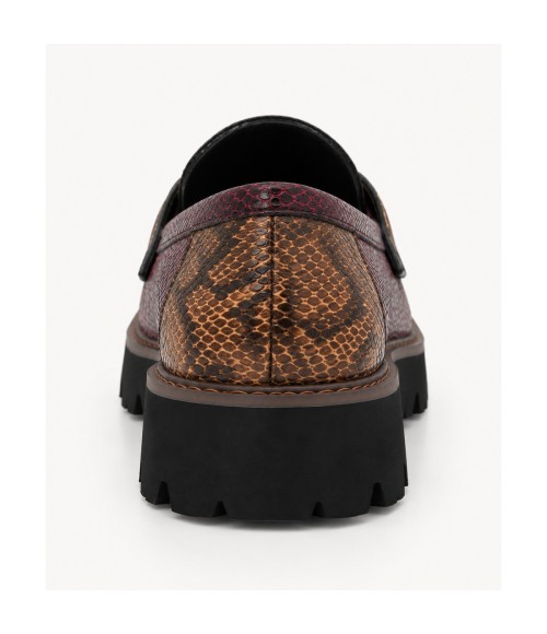 Mocasin Negro Burdeos Animal Print Suela Track Montevita 105430