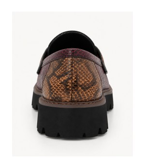 Mocasin Negro Burdeos Animal Print Suela Track Montevita 105430