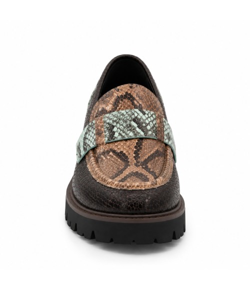 Mocasin Taupe Marron Animal Print Suela Track Montevita 105432