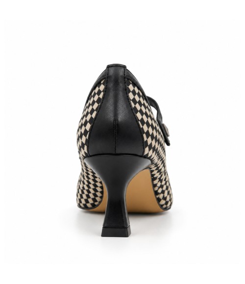 Zapato Mercedita Negro Cuadros Punta Fina Montevita 105433