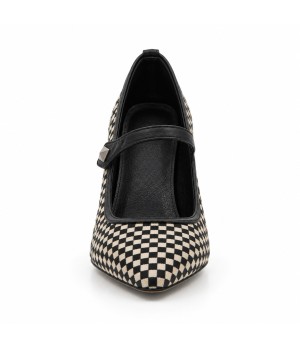 Zapato Mercedita Negro Cuadros Punta Fina Montevita 105433