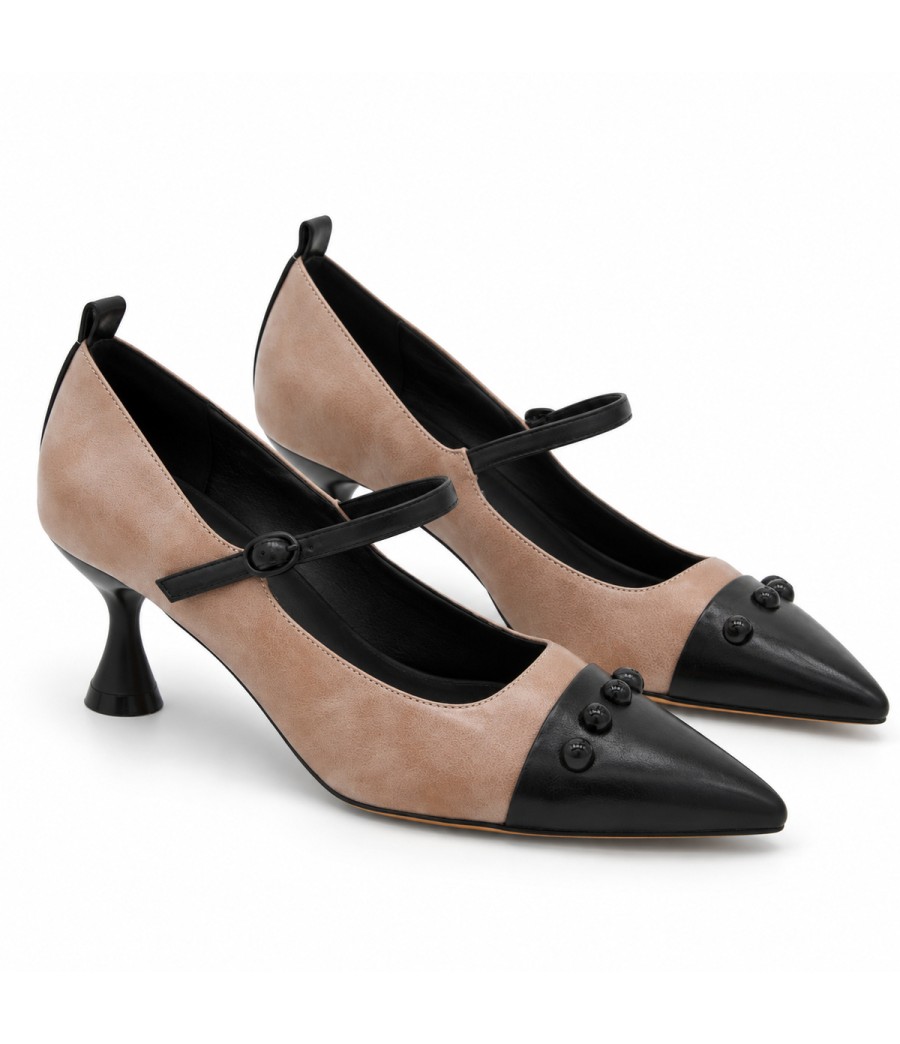 Salon Beige y Negro Pulsera Tacon Medio Montevita 105434